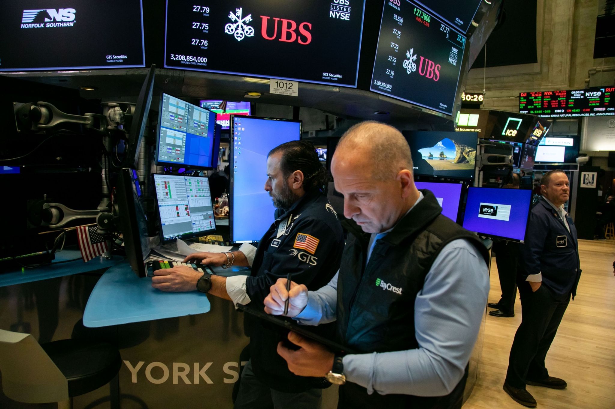 Operadores del mercado de deuda americano.