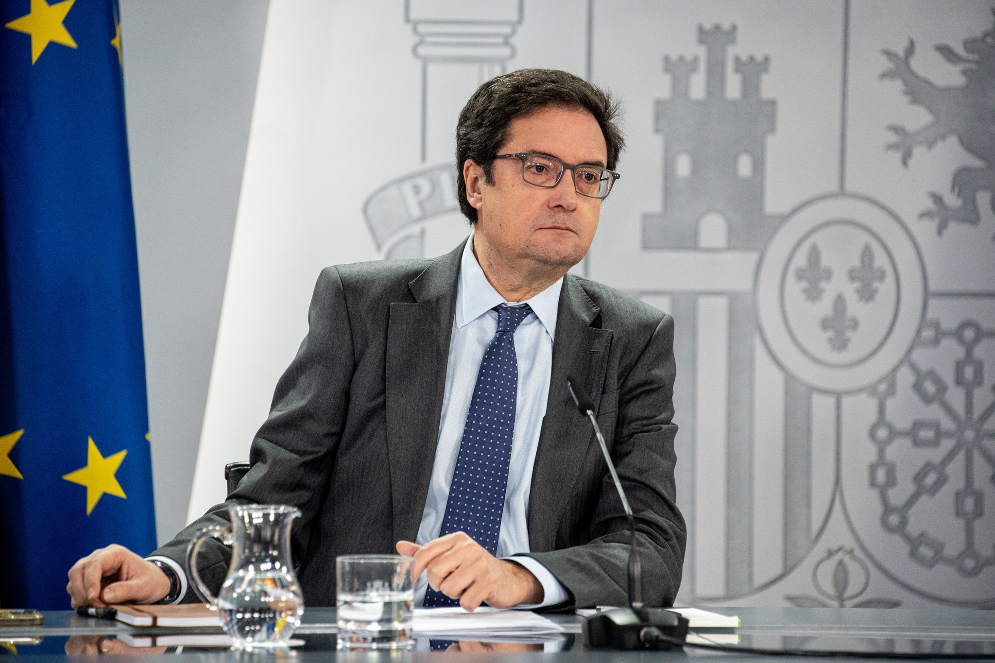 El ministro de Transformaci&oacute;n Digital y Funci&oacute;n P&uacute;blica; &Oacute;scar L&oacute;pez, tras el Consejo de Ministros del 2 de diciembre en Moncloa.