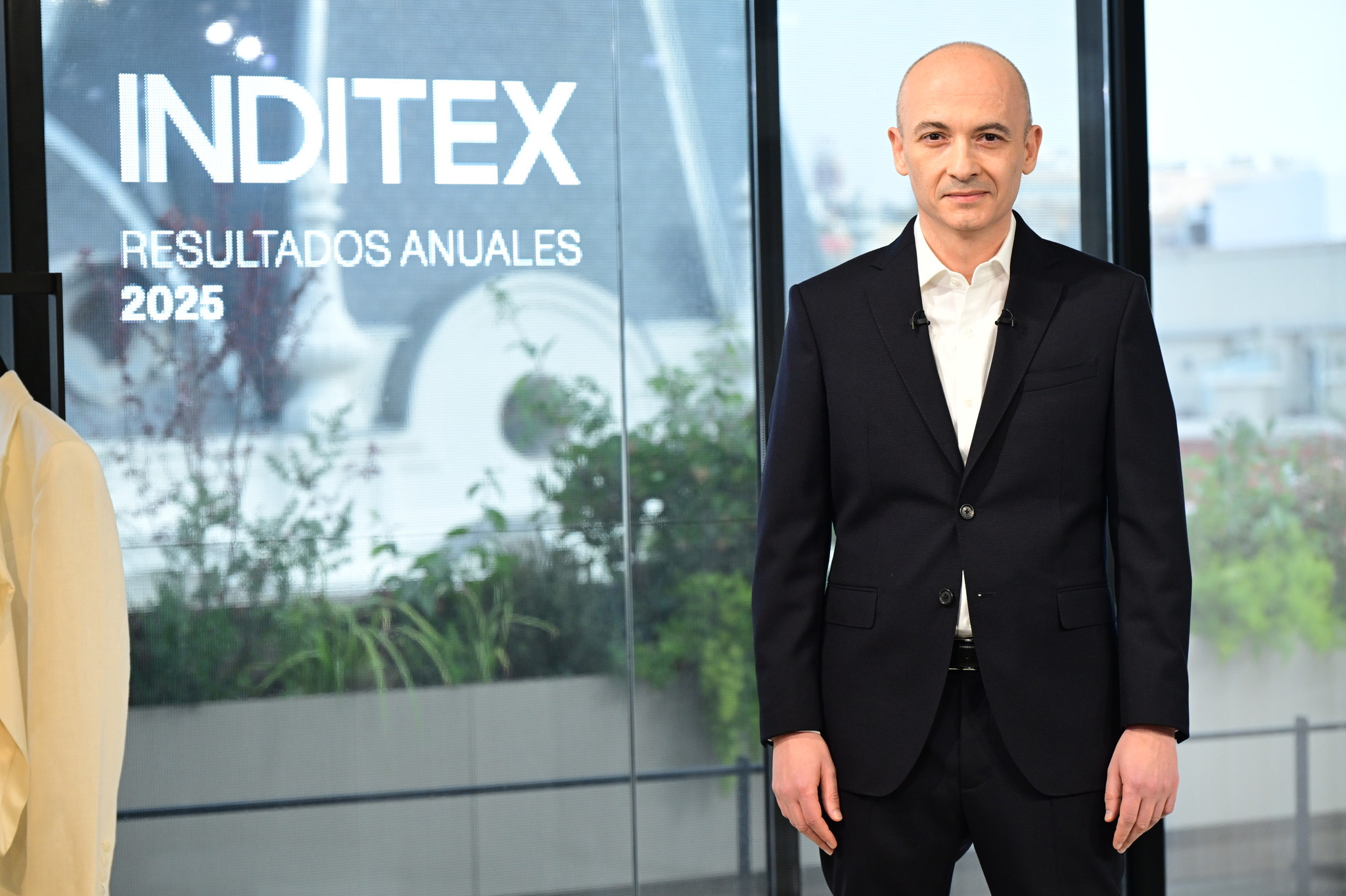El consejero delegado de Inditex, Óscar García Maceiras, hoy, durante la presentación de las cuentas del grupo.