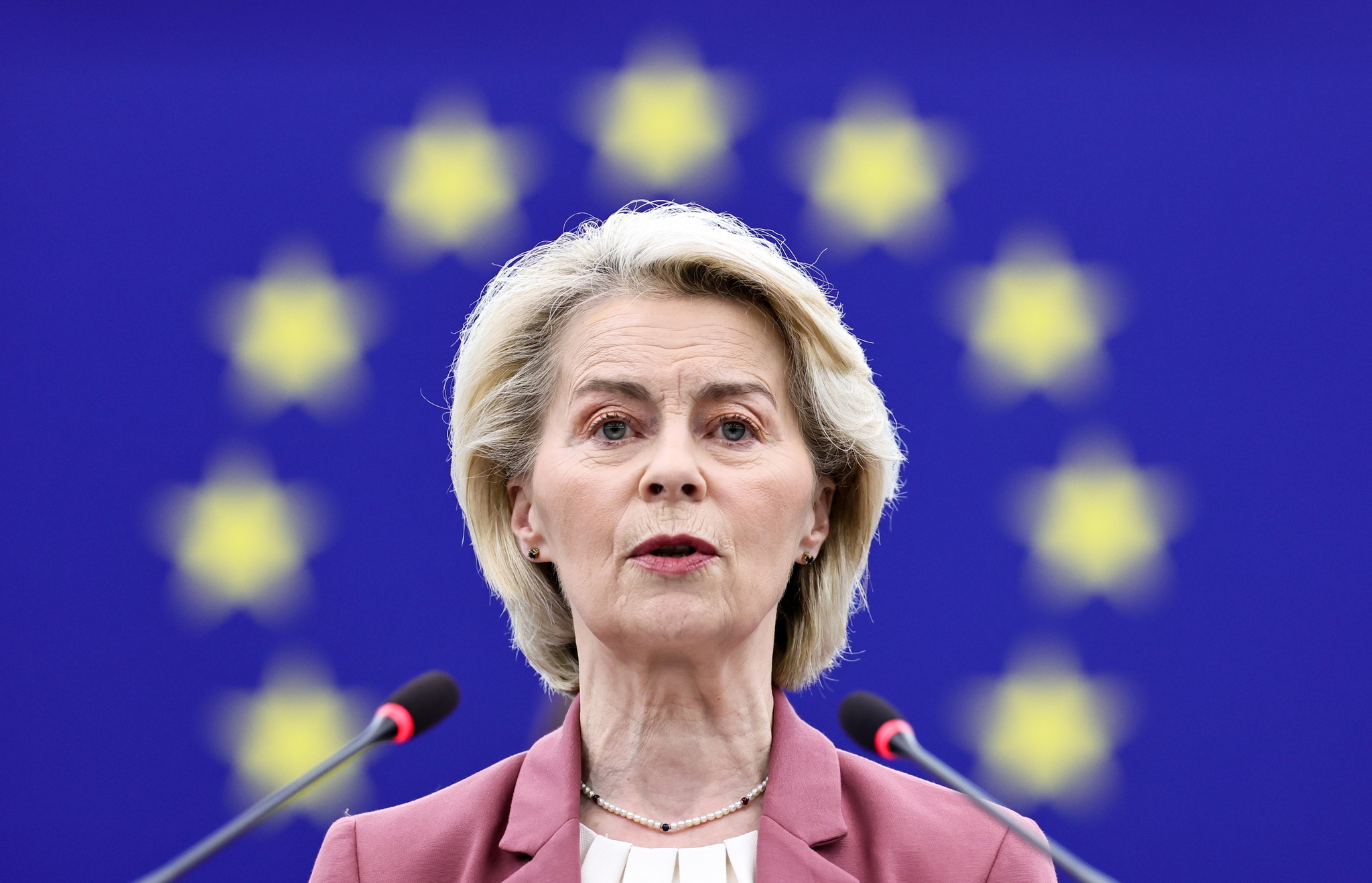 La presidenta de la Comisión Europea, Ursula von der Leyen, ayer en el Parlamento Europeo en Estrasburgo (Francia)