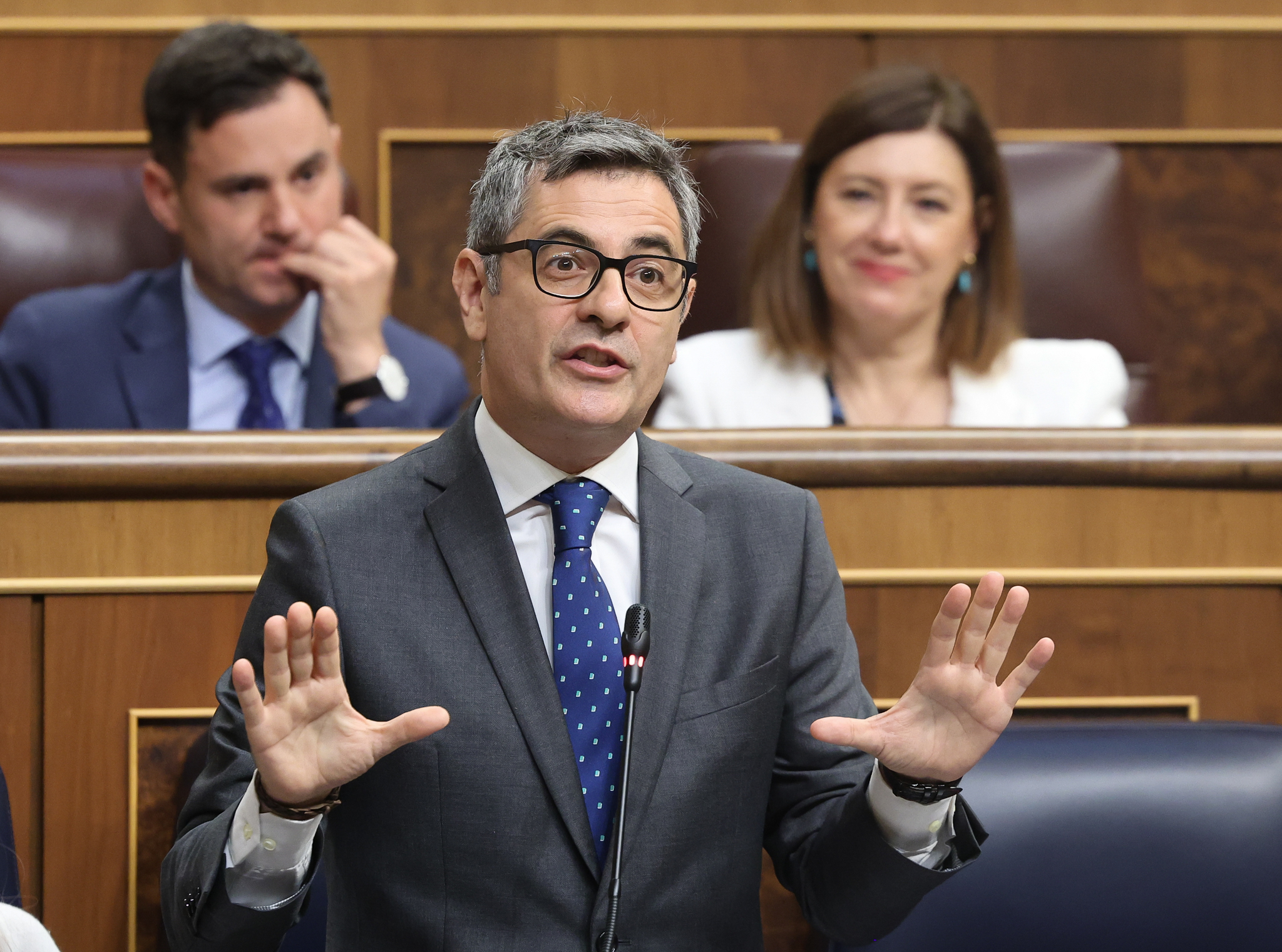 El ministro de la Presidencia, Justicia y Relaciones con las Cortes, F&eacute;lix Bola&ntilde;os, el 10 de junio en el Congreso.
