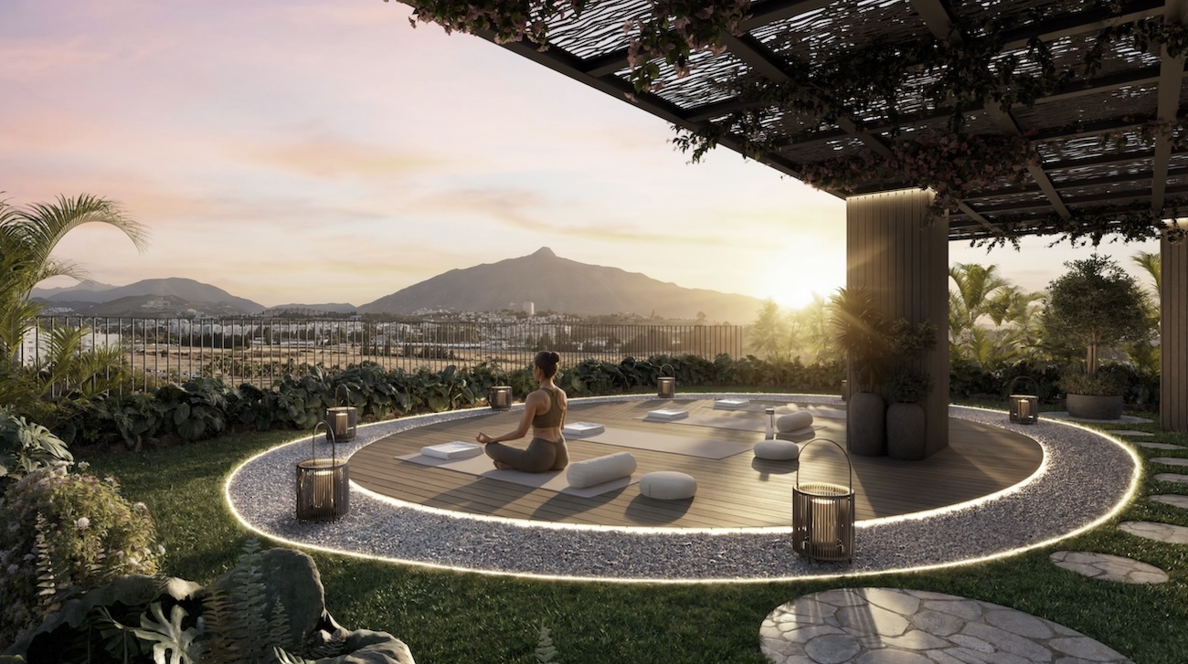 Zona de relax en el rooftop del complejo, proyectado para alcanzar e incluso superar la doble calificación energética A.