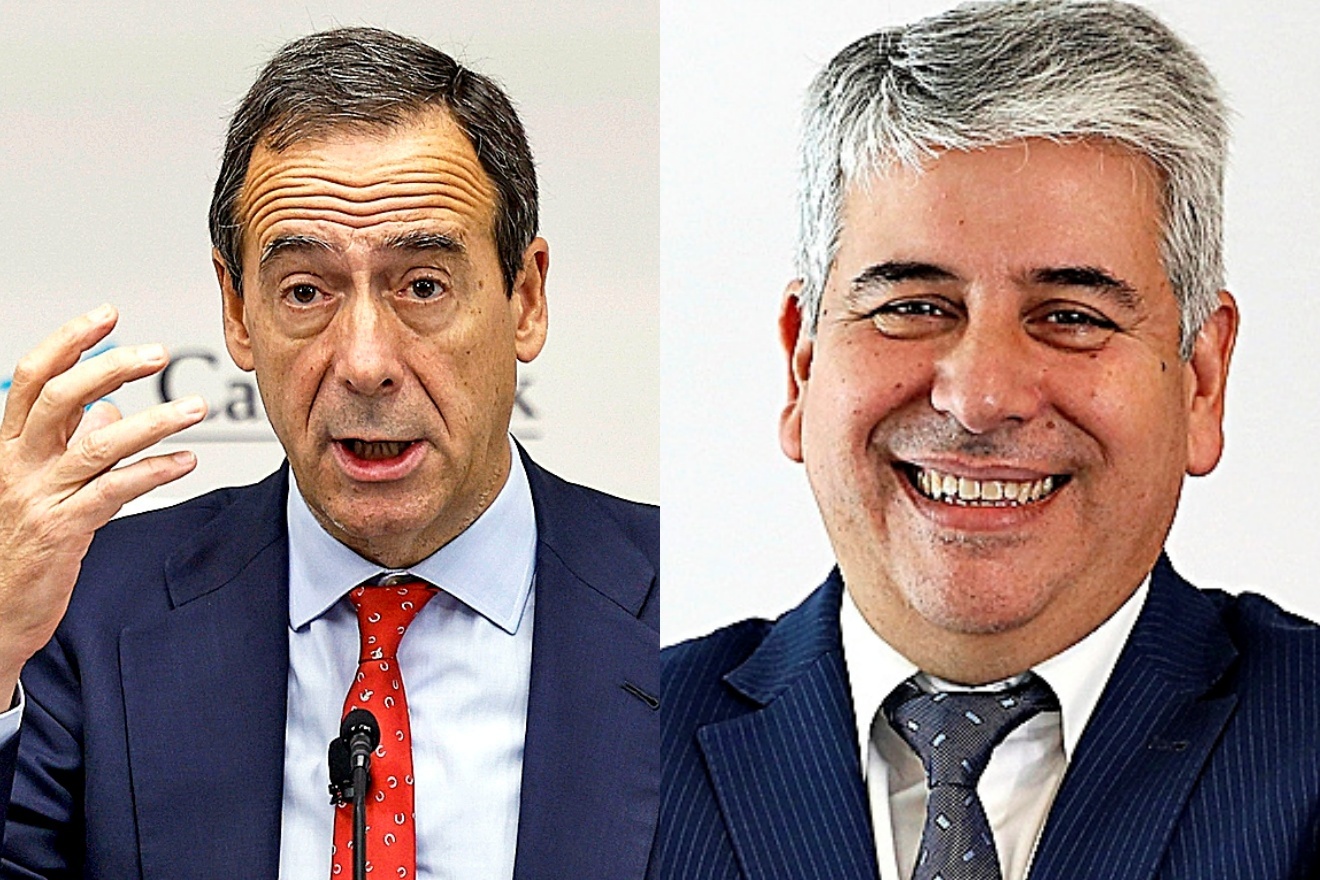 Arriba, Gonzalo Gortázar, CEO de CaixaBank. La entidad tiene un modelo transversal con una unidad de IA y Data en la dirección de Medios de Luis Javier Blas.