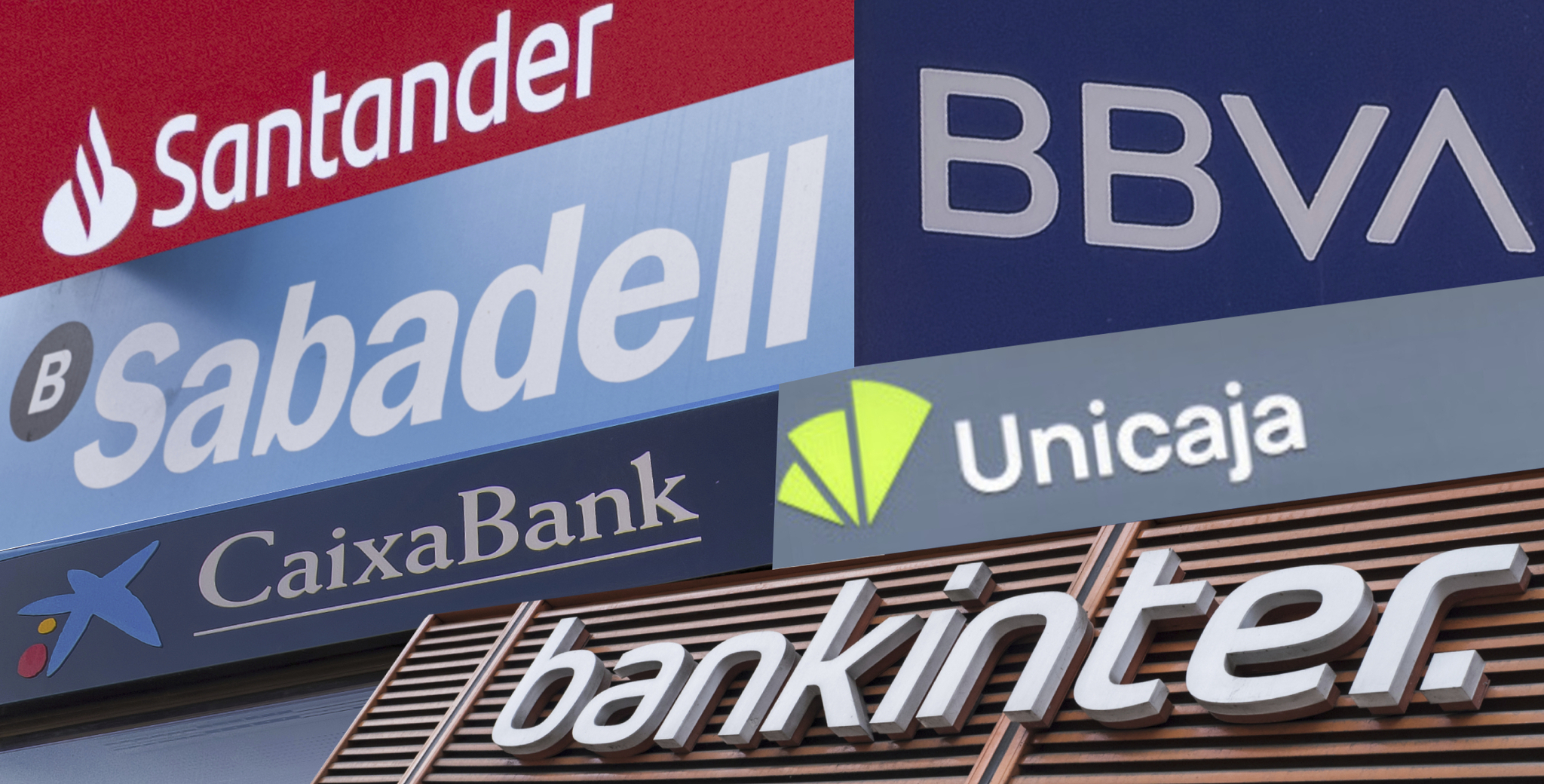 Logo de los seis bancos que figuran en el Ibex 35.